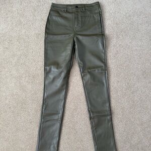Olive Green Leather Pants